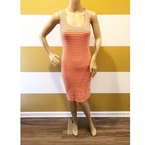 Motherhood Maternity coral/pink striped midi dress
